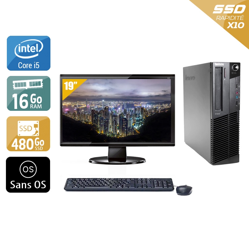 Acheter Lenovo ThinkCentre M90 SFF i5 + Écran - 19'' 16Go RAM 480Go SSD Sans OS Bon étatOccasion certifiée reconditionnée Bon état - 299,17 € Lenovo ThinkCentre M90 SFF i5 + Écran - 19'' 16Go RAM 480Go SSD Sans OS Bon étatOccasion certifiée reconditionnée Bon état - reconditionné disponible sur Kiatoo