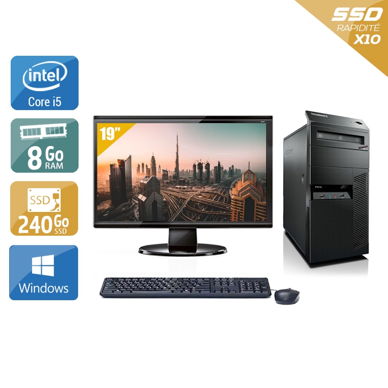 Acheter Lenovo ThinkCentre M90 Tower i5 + Écran - 19'' 8Go RAM 240Go SSD Windows 10 Bon étatOccasion certifiée reconditionnée Bon état - 224,17 € Lenovo ThinkCentre M90 Tower i5 + Écran - 19'' 8Go RAM 240Go SSD Windows 10 Bon étatOccasion certifiée reconditionnée Bon état - reconditionné disponible sur Kiatoo