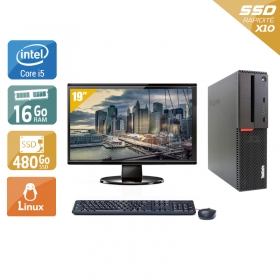 Lenovo ThinkCentre M900 SFF i5 Gen 6 avec Écran 19 pouces 16Go RAM 480Go SSD Linux