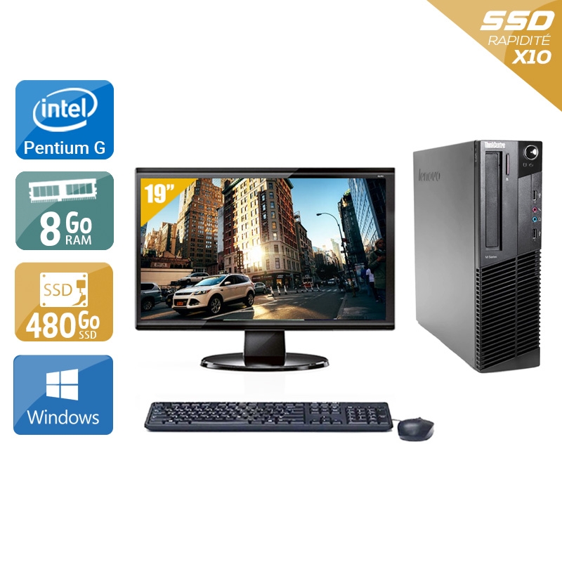 Lenovo ThinkCentre M91 SFF Pentium G Dual Core + Écran - 19'' 8Go RAM 480Go SSD Windows 10  Bon étatOccasion certifiée reconditionnée Bon état -  reconditionné disponible sur Kiatoo