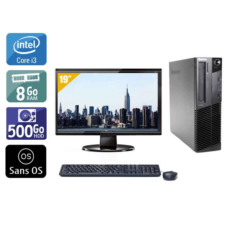 Lenovo ThinkCentre M91 SFF i3 + Écran - 19'' 8Go RAM 500Go HDD Sans OS  Bon étatOccasion certifiée reconditionnée Bon état -  reconditionné disponible sur Kiatoo
