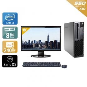 Lenovo ThinkCentre M91 SFF i3 avec Écran 19 pouces 8Go RAM 240Go SSD Sans OS