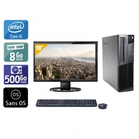 Lenovo ThinkCentre M91 SFF i5 avec Écran 19 pouces 8Go RAM 500Go HDD Sans OS