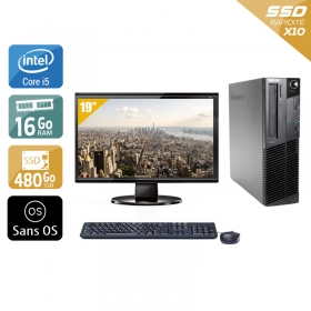 Lenovo ThinkCentre M91 SFF i5 avec Écran 19 pouces 16Go RAM 480Go SSD Sans OS
