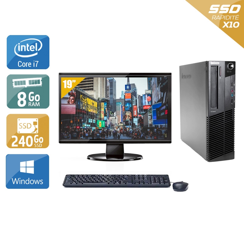Lenovo ThinkCentre M91 SFF i7 + Écran - 19'' 8Go RAM 240Go SSD Windows 10  Bon étatOccasion certifiée reconditionnée Bon état -  reconditionné disponible sur Kiatoo