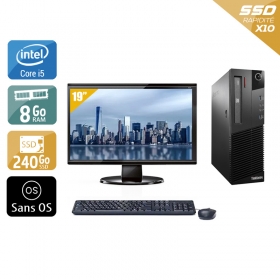 Lenovo ThinkCentre M93 SFF i5 avec Écran 19 pouces 8Go RAM 240Go SSD Sans OS