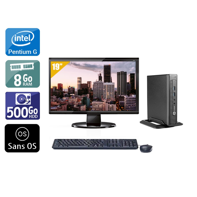 HP ProDesk 600 G1 TINY Pentium G Dual Core + Écran - 19'' 8Go RAM 500Go HDD Sans OS  Bon étatOccasion certifiée reconditionnée Bon état -  reconditionné disponible sur Kiatoo