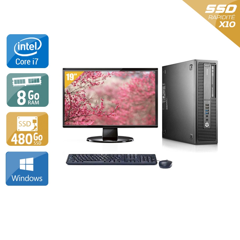 HP EliteDesk 800 G1 SFF i7 + Écran - 19'' 8Go RAM 480Go SSD Windows 10  Bon étatOccasion certifiée reconditionnée Bon état -  reconditionné disponible sur Kiatoo