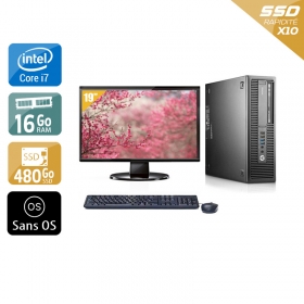 HP EliteDesk 800 G1 SFF i7 avec Écran 19 pouces 16Go RAM 480Go SSD Sans OS