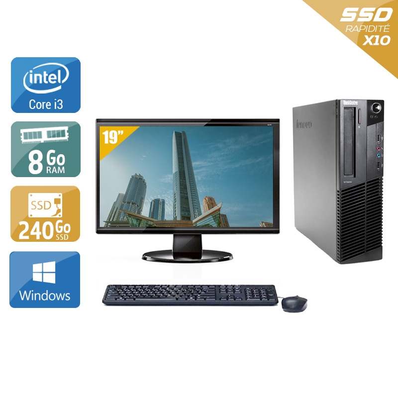 Acheter Lenovo ThinkCentre M83 SFF i3 + Écran - 19'' 8Go RAM 240Go SSD Windows 10 Bon étatOccasion certifiée reconditionnée Bon état - 224,17 € Lenovo ThinkCentre M83 SFF i3 + Écran - 19'' 8Go RAM 240Go SSD Windows 10 Bon étatOccasion certifiée reconditionnée Bon état - reconditionné disponible sur Kiatoo