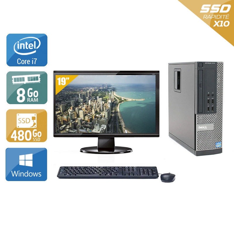 Dell Optiplex 990 SFF i7 avec Écran 19 pouces 8Go RAM 480Go SSD Windows 10