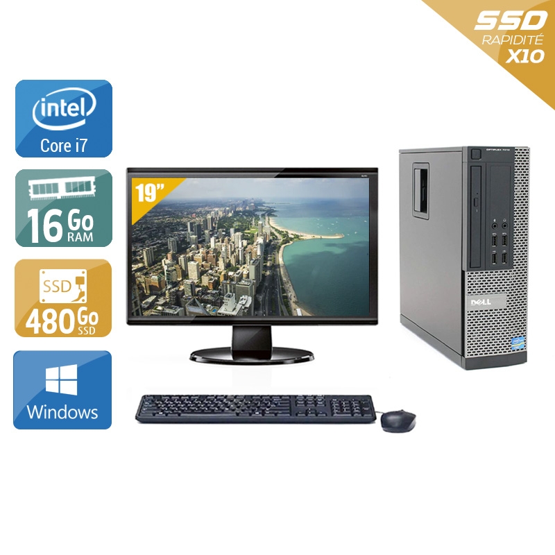 Dell Optiplex 990 SFF i7 avec Écran 19 pouces 16Go RAM 480Go SSD Windows 10