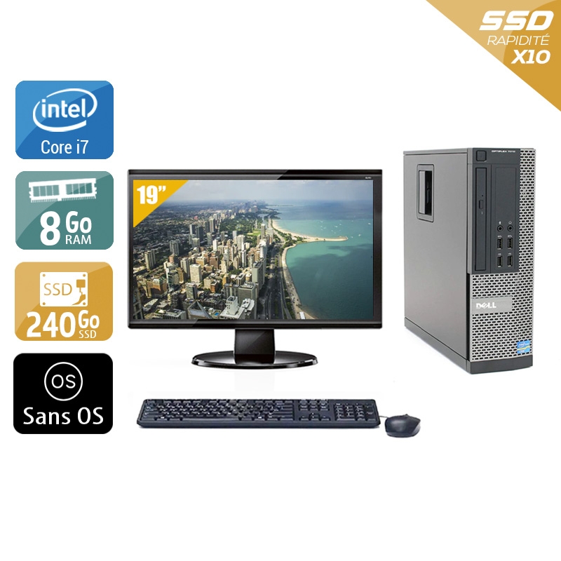 Dell Optiplex 990 SFF i7 avec Écran 19 pouces 8Go RAM 240Go SSD Sans OS