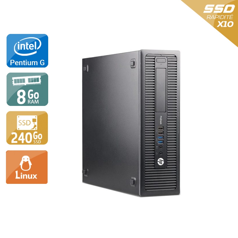 HP ProDesk 600 G2 SFF Pentium G Dual Core Gen 6 - 8Go RAM 240Go SSD Linux  Très bon étatOccasion certifiée reconditionnée Bon état -  reconditionné disponible sur Kiatoo
