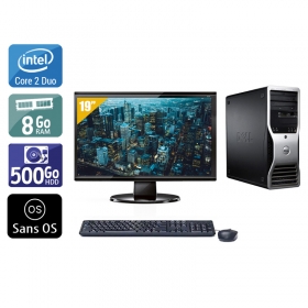 Dell Précision T3400 Tower Core 2 Duo avec Écran 19 pouces 8Go RAM 500Go HDD Sans OS