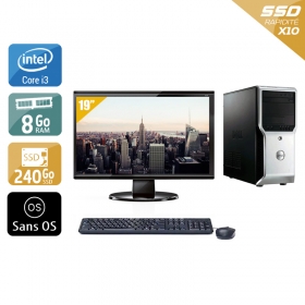 Dell Précision T1500 Tower i3 avec Écran 19 pouces 8Go RAM 240Go SSD Sans OS