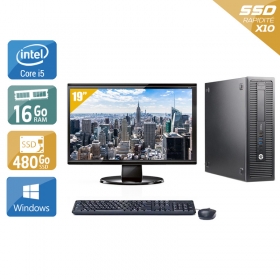 HP ProDesk 600 G2 SFF i5 Gen 6 avec Écran 19 pouces 16Go RAM 480Go SSD Windows 10