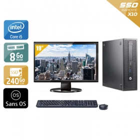 HP ProDesk 600 G2 SFF i5 Gen 6 avec Écran 19 pouces 8Go RAM 240Go SSD Sans OS