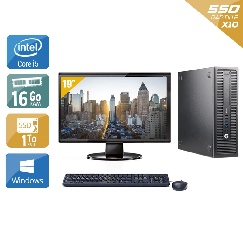 HP ProDesk 600 G1 SFF i5 + Écran - 19'' 16Go RAM 1To SSD Windows 10  Bon étatOccasion certifiée reconditionnée Bon état -  reconditionné disponible sur Kiatoo
