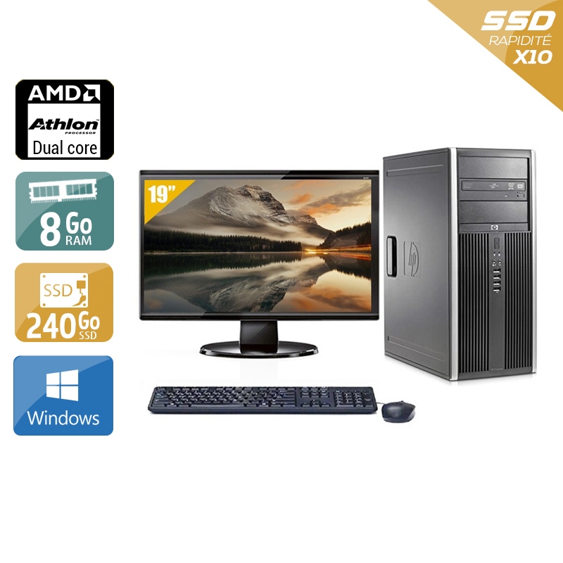 HP Compaq dc5850 Tower AMD Athlon Dual Core + Écran - 19'' 8Go RAM 240Go SSD Windows 10  Bon étatOccasion certifiée reconditionnée Bon état -  reconditionné disponible sur Kiatoo