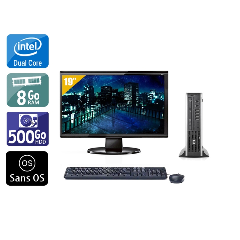 HP Compaq Elite 8000 USDT Dual Core + Écran - 19'' 8Go RAM 500Go HDD Sans OS  Bon étatOccasion certifiée reconditionnée Bon état -  reconditionné disponible sur Kiatoo