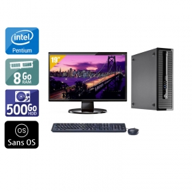 HP ProDesk 400 G1 SFF Pentium G Dual Core avec Écran 19 pouces 8Go RAM 500Go HDD Sans OS