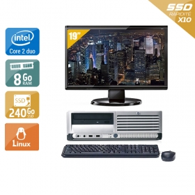 HP Compaq dc7700 SFF Core 2 Duo avec Écran 19 pouces 8Go RAM 240Go SSD Linux