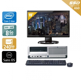 HP Compaq dc7700 SFF Core 2 Duo avec Écran 19 pouces 8Go RAM 240Go SSD Sans OS