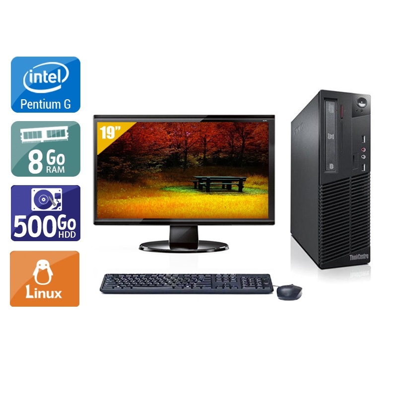 Lenovo ThinkCentre M71 SFF Pentium G Dual Core avec Écran 19 pouces 8Go RAM 500Go HDD Linux