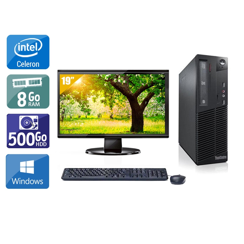 Lenovo ThinkCentre M71 SFF Celeron Dual Core avec Écran 19 pouces 8Go RAM 500Go HDD Windows 10