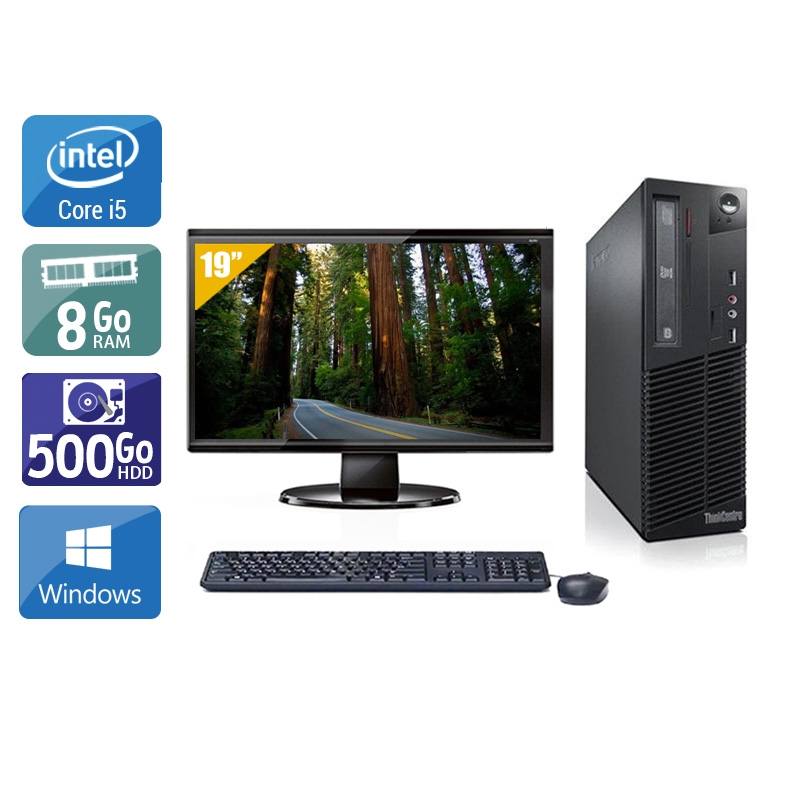 Lenovo ThinkCentre M71 SFF i5 avec Écran 19 pouces 8Go RAM 500Go HDD Windows 10