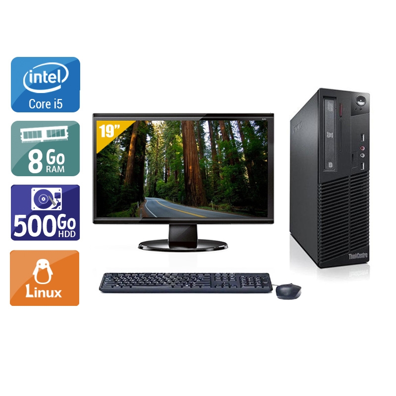 Lenovo ThinkCentre M71 SFF i5 avec Écran 19 pouces 8Go RAM 500Go HDD Linux