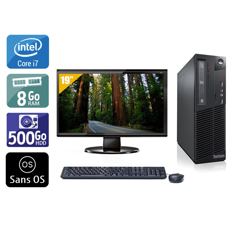 Lenovo ThinkCentre M71 SFF i7 + Écran - 19'' 8Go RAM 500Go HDD Sans OS  Bon étatOccasion certifiée reconditionnée Bon état -  reconditionné disponible sur Kiatoo