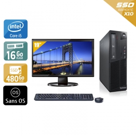 Lenovo ThinkCentre M72E SFF i5 avec Écran 19 pouces 16Go RAM 480Go SSD Sans OS
