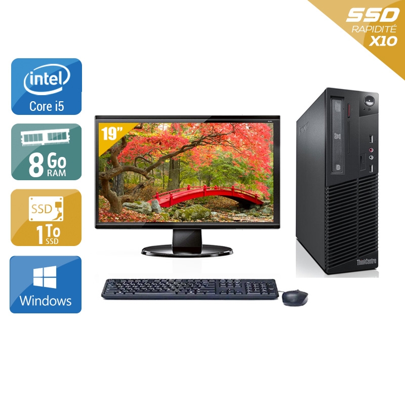 Lenovo ThinkCentre M73 SFF i5 avec Écran 19 pouces 8Go RAM 1To SSD Windows 10