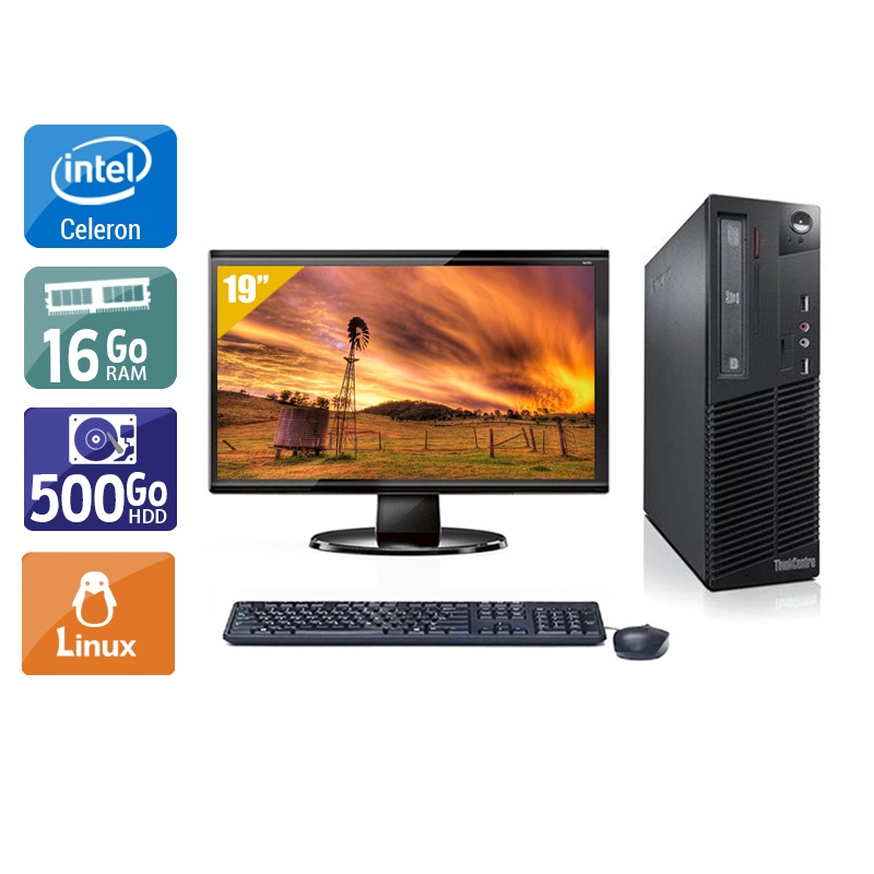 Lenovo ThinkCentre M82 SFF Celeron Dual Core + Écran - 19'' 8Go RAM 500Go HDD Linux  Bon étatOccasion certifiée reconditionnée Bon état -  reconditionné disponible sur Kiatoo