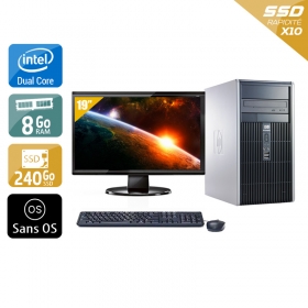 HP Compaq dc5800 Tower Dual Core avec Écran 19 pouces 8Go RAM 240Go SSD Sans OS