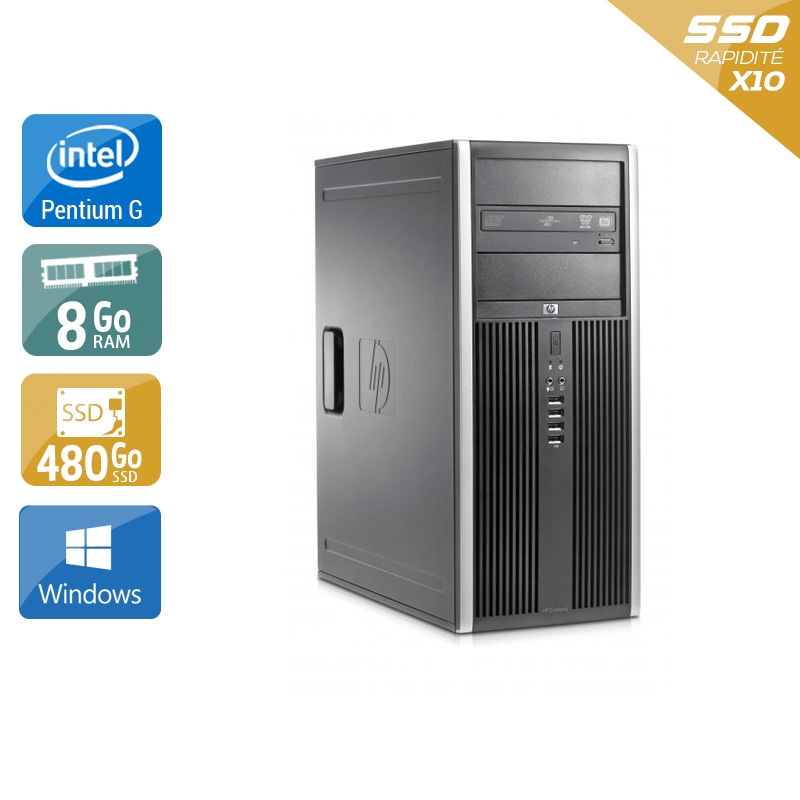 HP Compaq Elite 8100 Tower Pentium G Dual Core - 8Go RAM 480Go SSD Windows 10  Bon étatOccasion certifiée reconditionnée Bon état -  reconditionné disponible sur Kiatoo