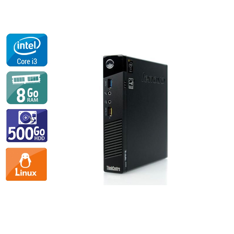Lenovo ThinkCentre M73 Tiny i3 8Go RAM 500Go HDD Linux