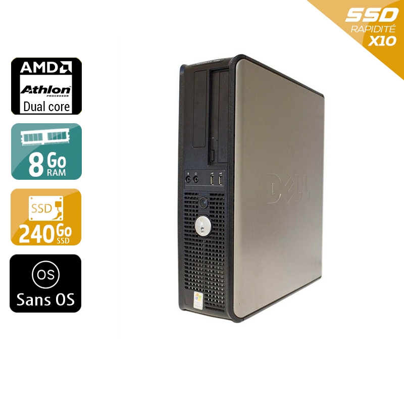 Dell Optiplex 740 Desktop AMD Athlon Dual Core 8Go RAM 240Go SSD Sans OS
