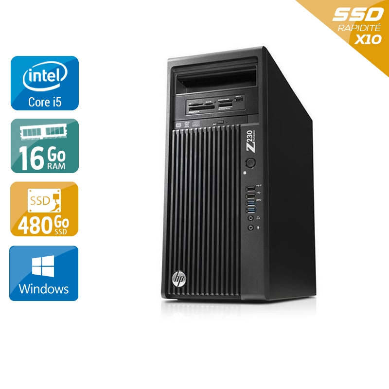 HP Workstation Z230 Tower i5 16Go RAM 480Go SSD Windows 10