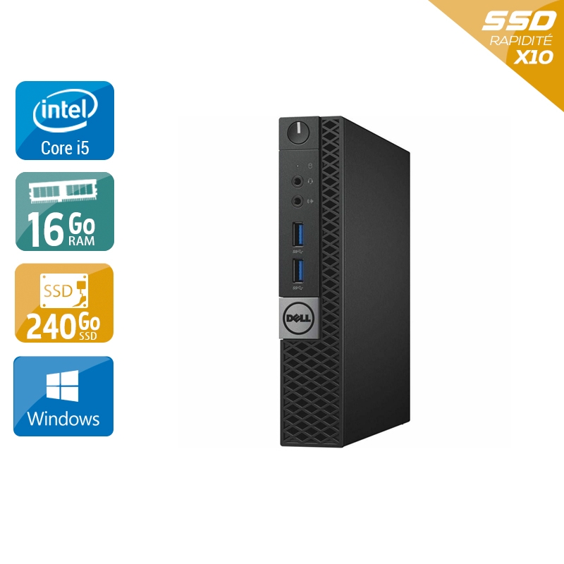 Dell Optiplex 7040 Tiny i5 Gen 6 - 16Go RAM 240Go SSD Windows 10  Très bon étatOccasion certifiée reconditionnée Bon état -  reconditionné disponible sur Kiatoo