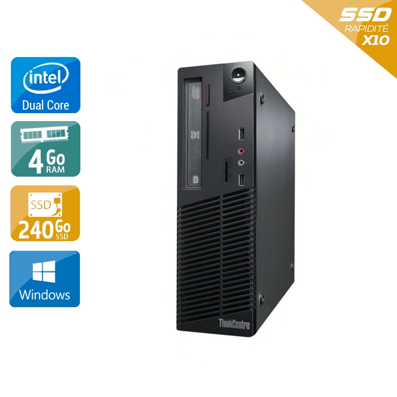 Lenovo ThinkCentre M70E SFF Dual Core - 4Go RAM 240Go SSD Windows 10  État correctOccasion certifiée reconditionnée