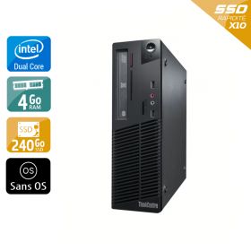 Lenovo ThinkCentre M70E SFF Dual Core - 4Go RAM 240Go SSD Sans OS