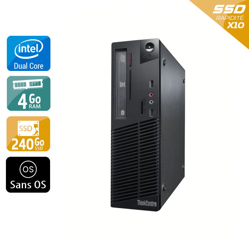 Acheter Lenovo ThinkCentre M70E SFF Dual Core - 4Go RAM 240Go SSD Sans OS Très bon étatOccasion certifiée reconditionnée Bon état - 232,50 € Lenovo ThinkCentre M70E SFF Dual Core - 4Go RAM 240Go SSD Sans OS Très bon étatOccasion certifiée reconditionnée Bon état - reconditionné disponible sur Kiatoo