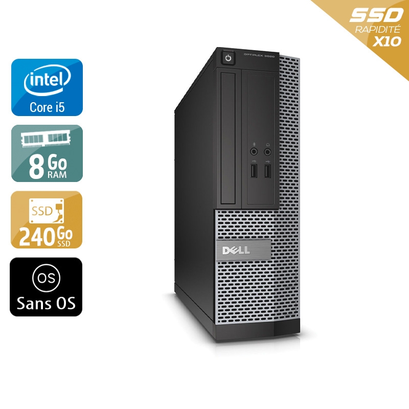 Dell Optiplex 3020 SFF i5 - 8Go RAM 240Go SSD Sans OS  Très bon étatOccasion certifiée reconditionnée Bon état -  reconditionné disponible sur Kiatoo