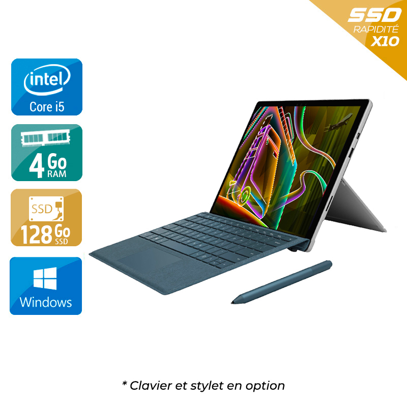 Microsoft Surface Pro 5 12,3'' (modèle 1796 _ 2017) i5 Gen 7 4Go RAM 128Go SSD Windows 10  Bon étatOccasion certifiée reconditionnée Bon état -  reconditionné disponible sur Kiatoo
