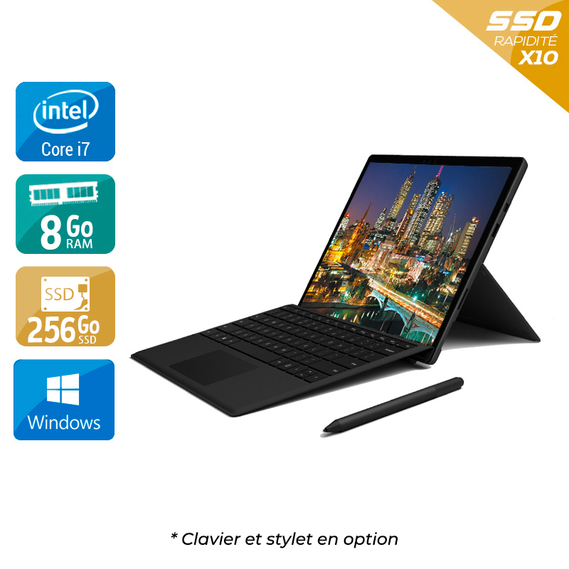 Microsoft Surface Pro 6 12,3'' i7 Gen 8 8Go RAM 256Go SSD Windows 10  État correctOccasion certifiée reconditionnée