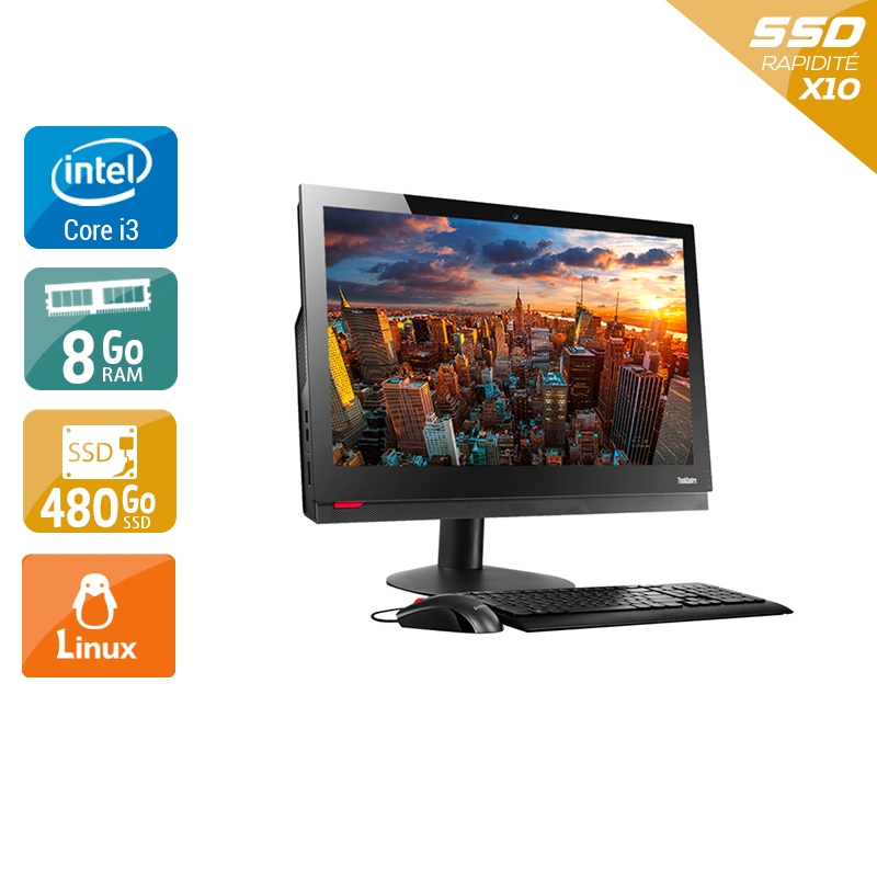 Lenovo ThinkCentre M910Z AIO i3 Gen 7 24" - 8Go RAM 480Go SSD Linux