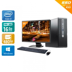 HP ProDesk 400 G3 SFF i3 Gen 6 Ecran 22 " 16Go RAM 480Go SSD Windows 10